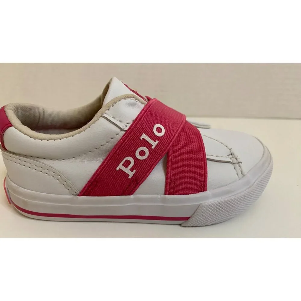 Polo Ralph Lauren Sneakers‎ Toddler 6 Pink/White Easten II EZ Slip-On Shoes